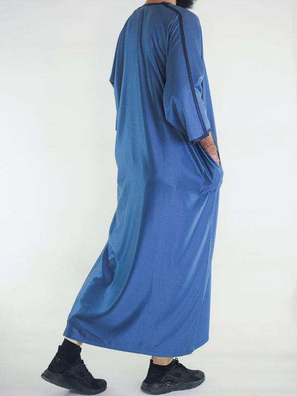 Gandoura marocaine Amir - bleu marine