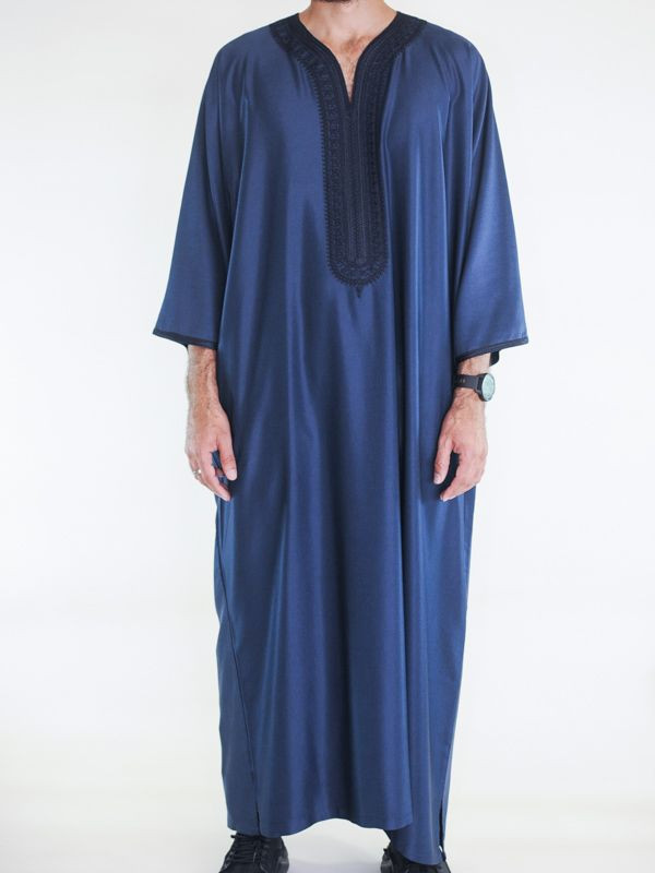 Gandoura marocaine Amir - bleu nuit
