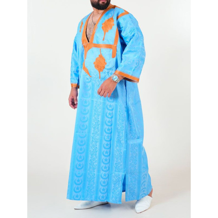Melhfa - Tenue sahraouia - bleu clair doré