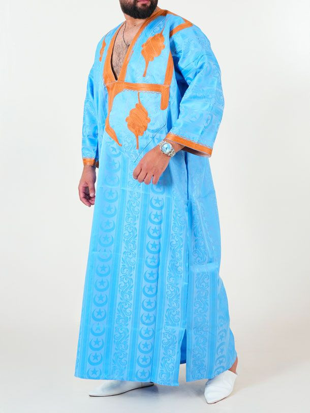 Melhfa - Tenue sahraouia - bleu clair doré