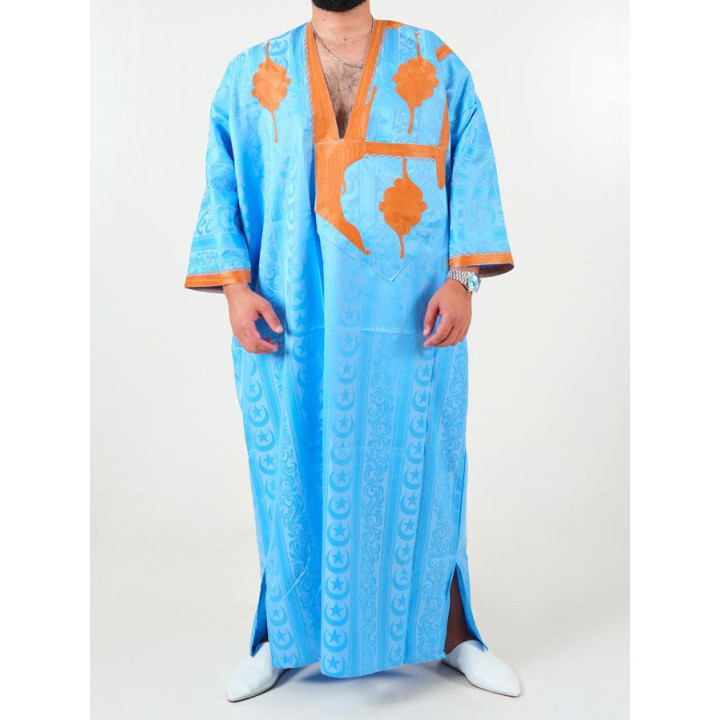 Melhfa - Tenue sahraouia - bleu clair doré