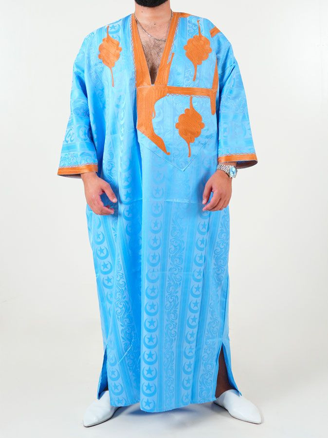 Melhfa - Tenue sahraouia - bleu clair doré