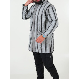 Manteau berbère en laine - gris noir