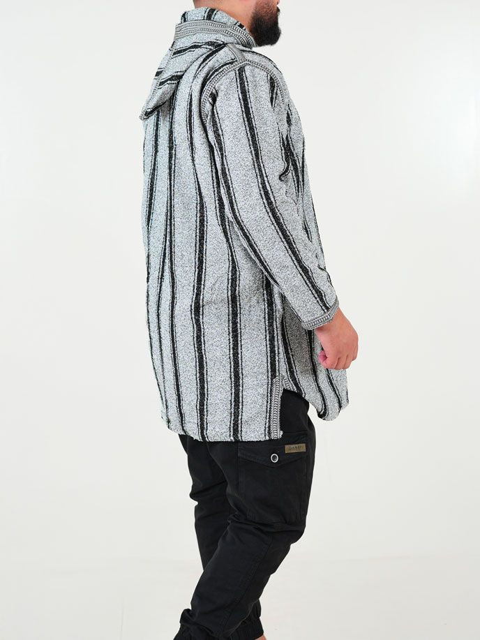 Manteau berbère en laine - gris noir