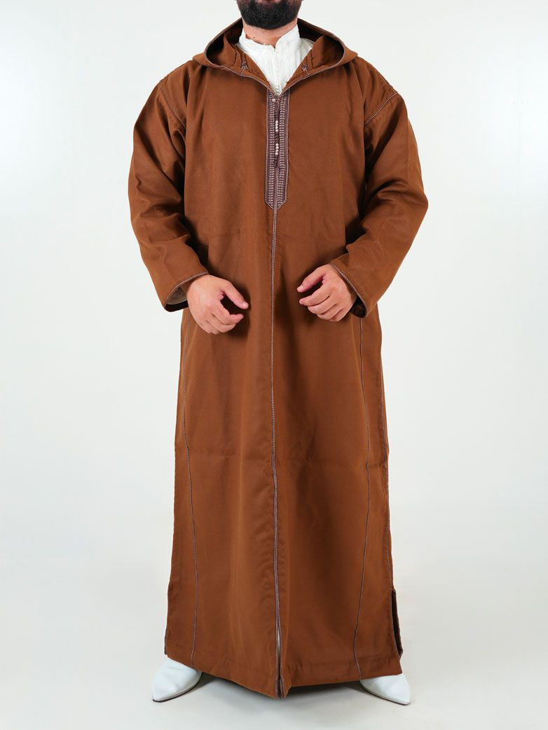 Djellaba marocaine Cachemire - marron clair