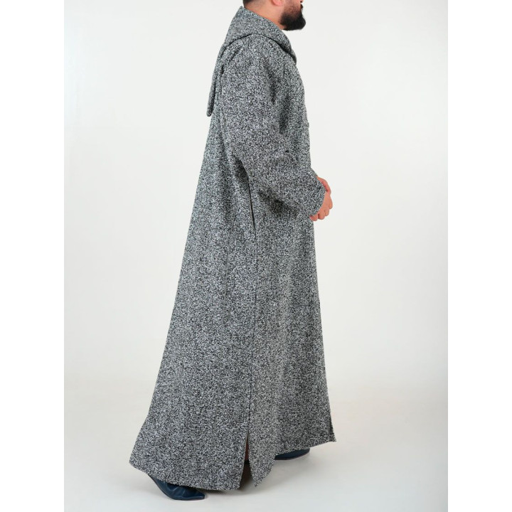 Djellaba marocaine Ouazzania hiver - Gris foncé uni