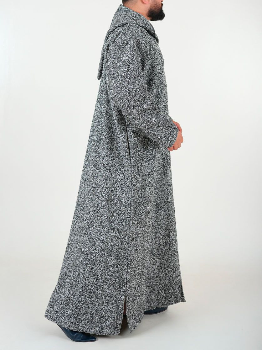 Djellaba marocaine Ouazzania hiver - Gris foncé uni