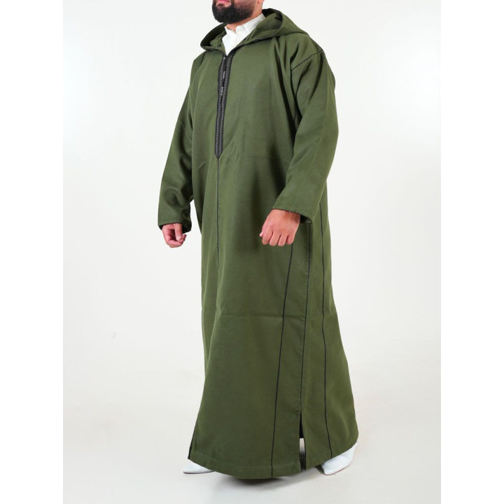 Djellaba marocaine Cachemire - vert kaki