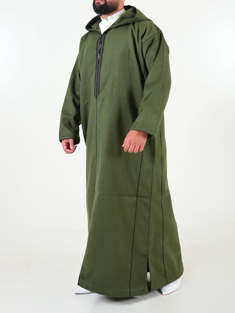 Djellaba marocaine Cachemire - vert kaki