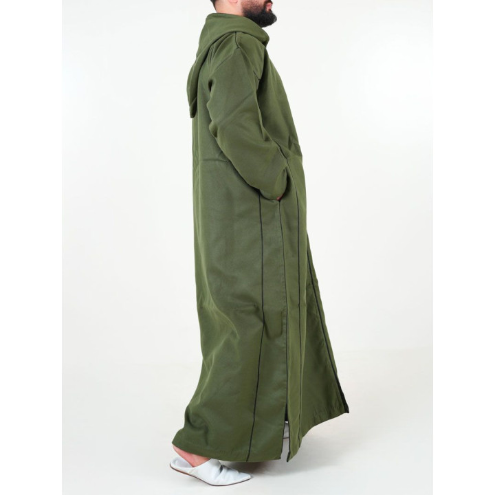 Djellaba marocaine Cachemire - vert kaki
