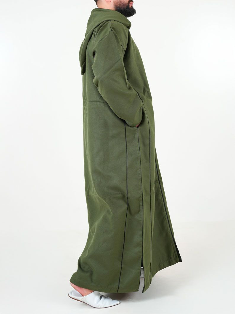 Djellaba marocaine Cachemire - vert kaki