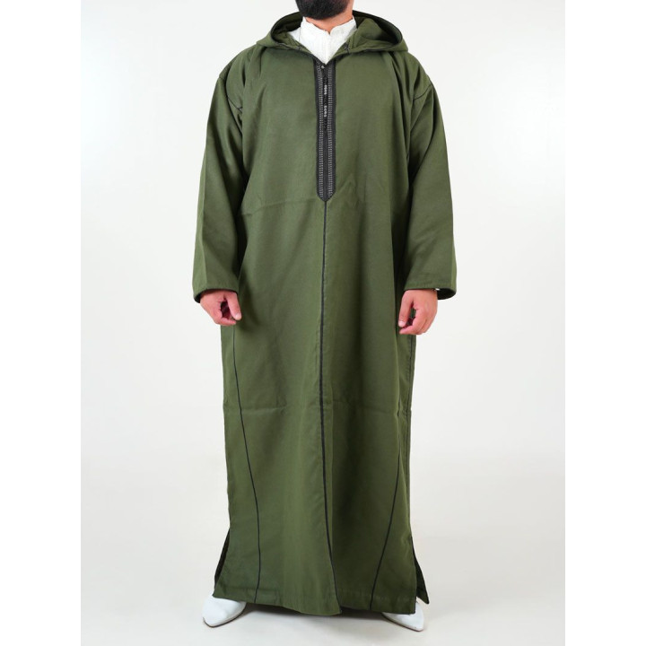 Djellaba marocaine Cachemire - vert kaki
