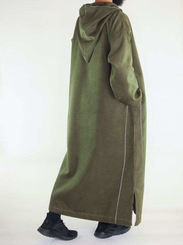 Djellaba marocaine Cachemire - vert kaki