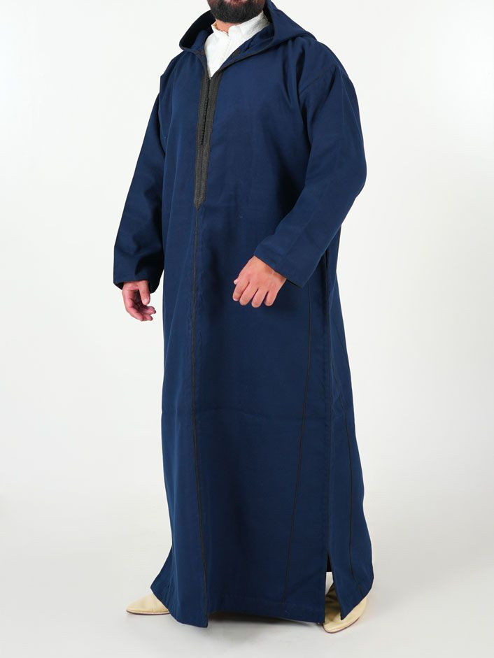Djellaba marocaine Cachemire - bleu nuit