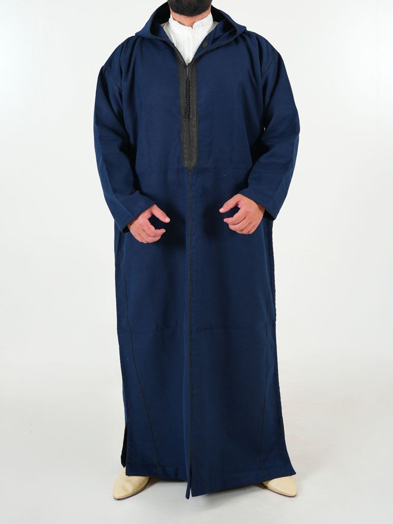 Djellaba marocaine Cachemire - bleu nuit