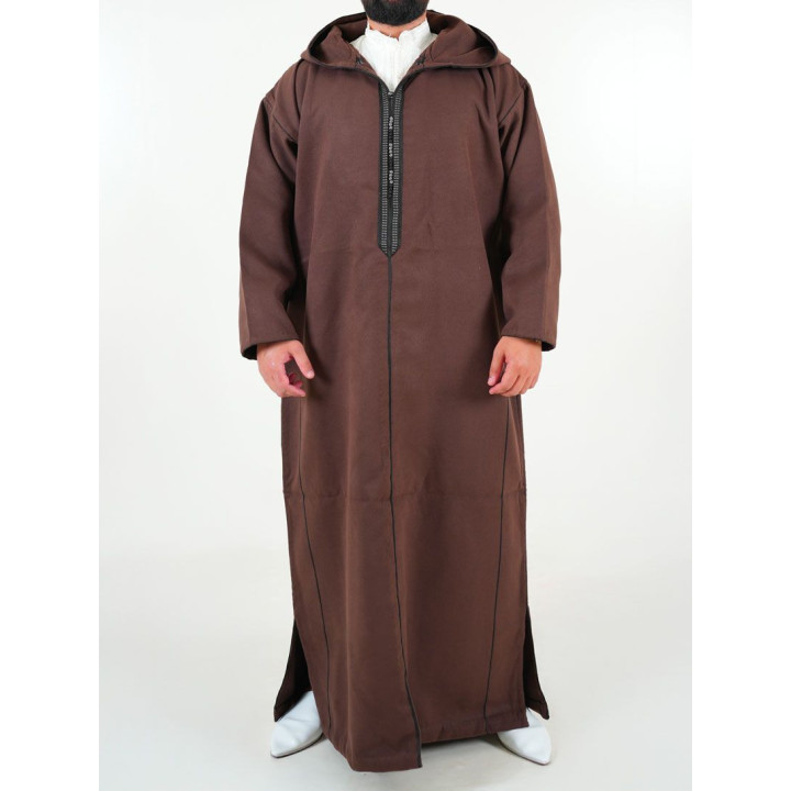 Djellaba marocaine Cachemire - marron foncé