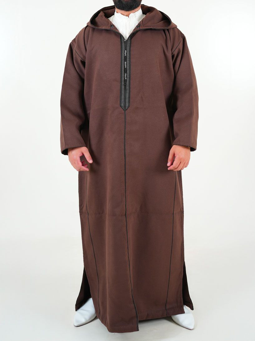 Djellaba marocaine Cachemire - marron foncé