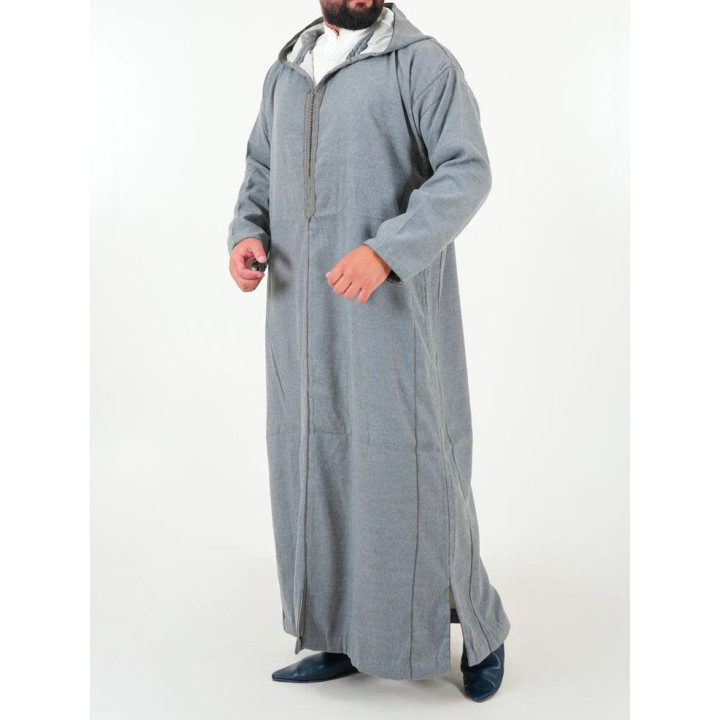 Djellaba marocaine Mlifa - gris chiné clair