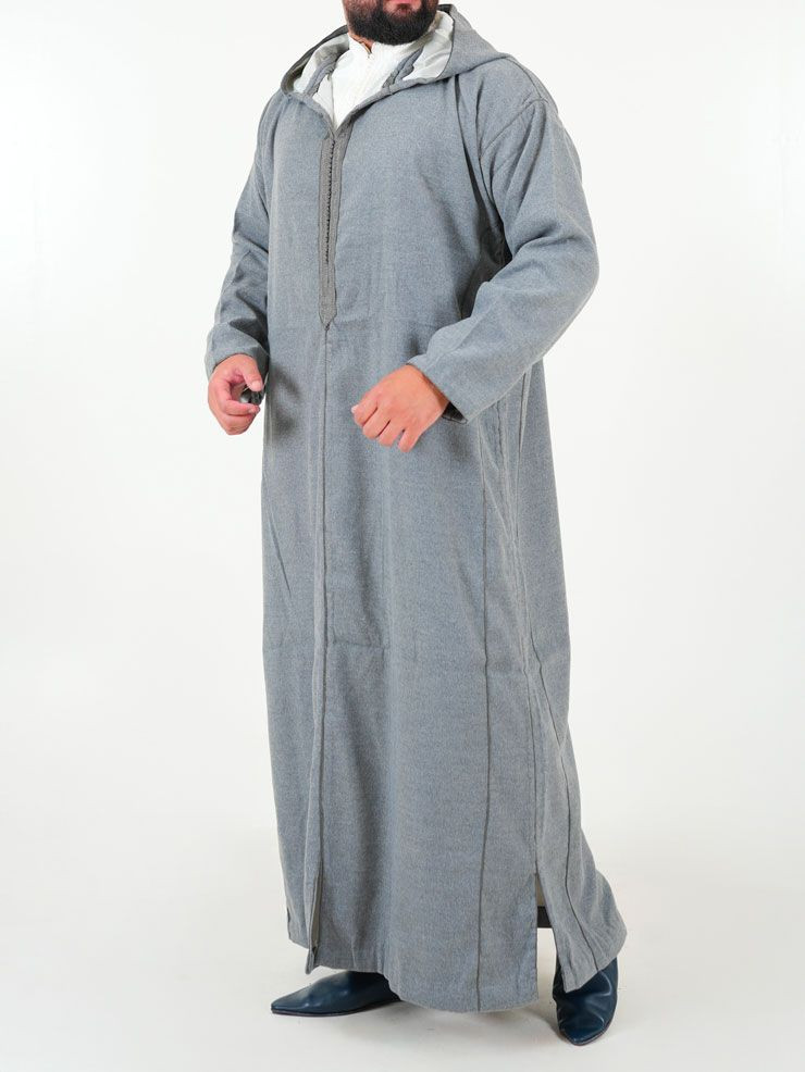 Djellaba marocaine Mlifa - gris chiné clair