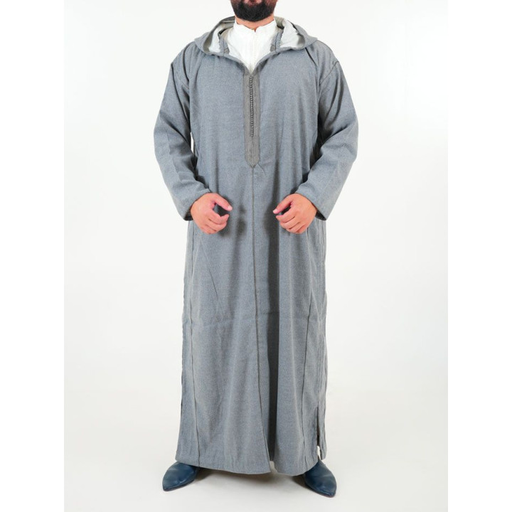 Djellaba marocaine Mlifa - gris chiné clair