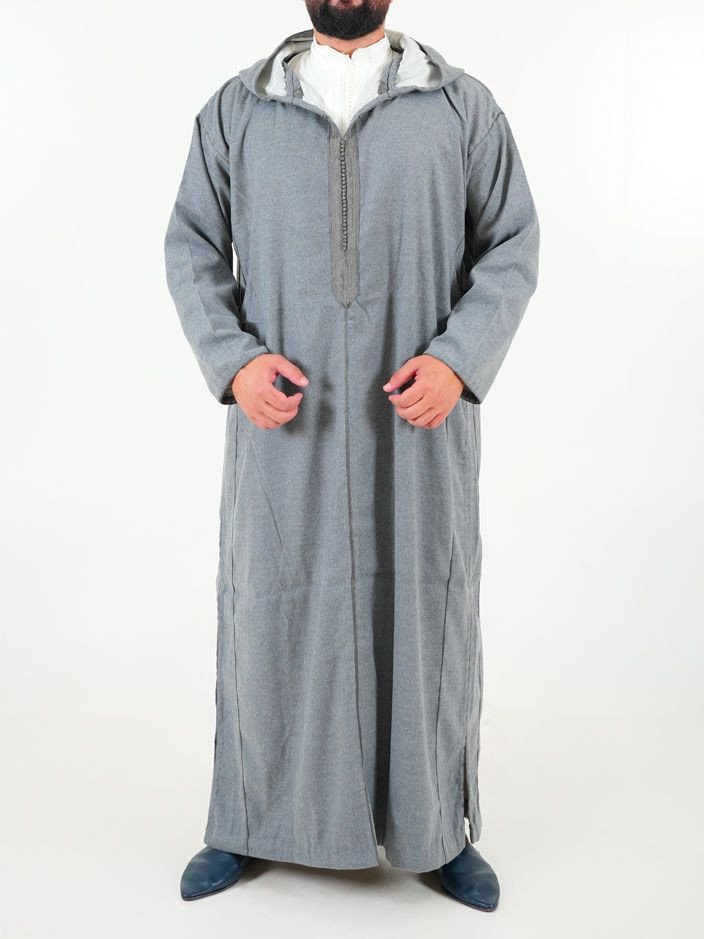 Djellaba marocaine Mlifa - gris chiné clair