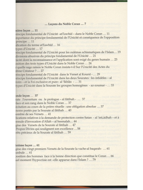 Leçons du Coran et de la Sunna authentique