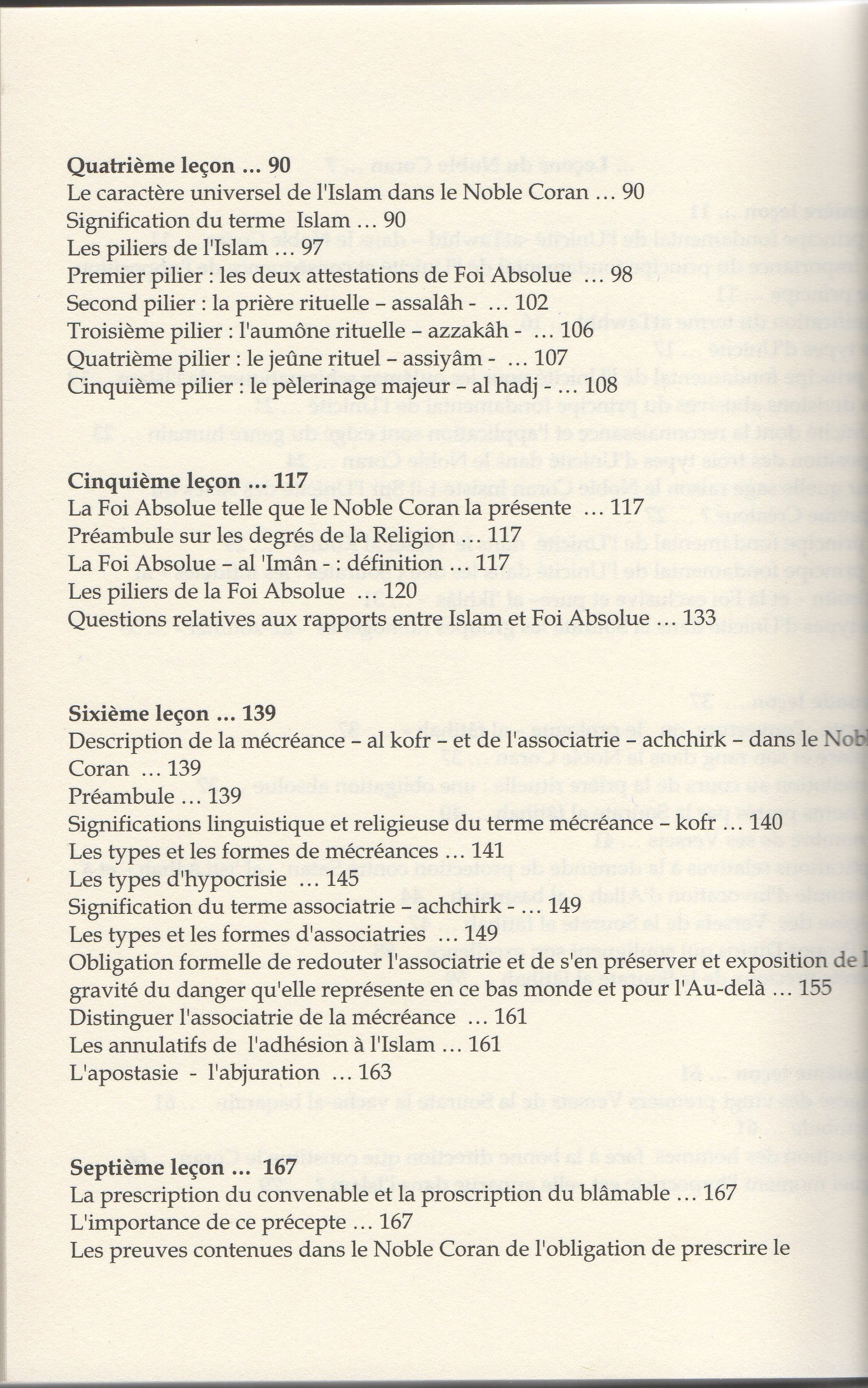 Leçons du Coran et de la Sunna authentique