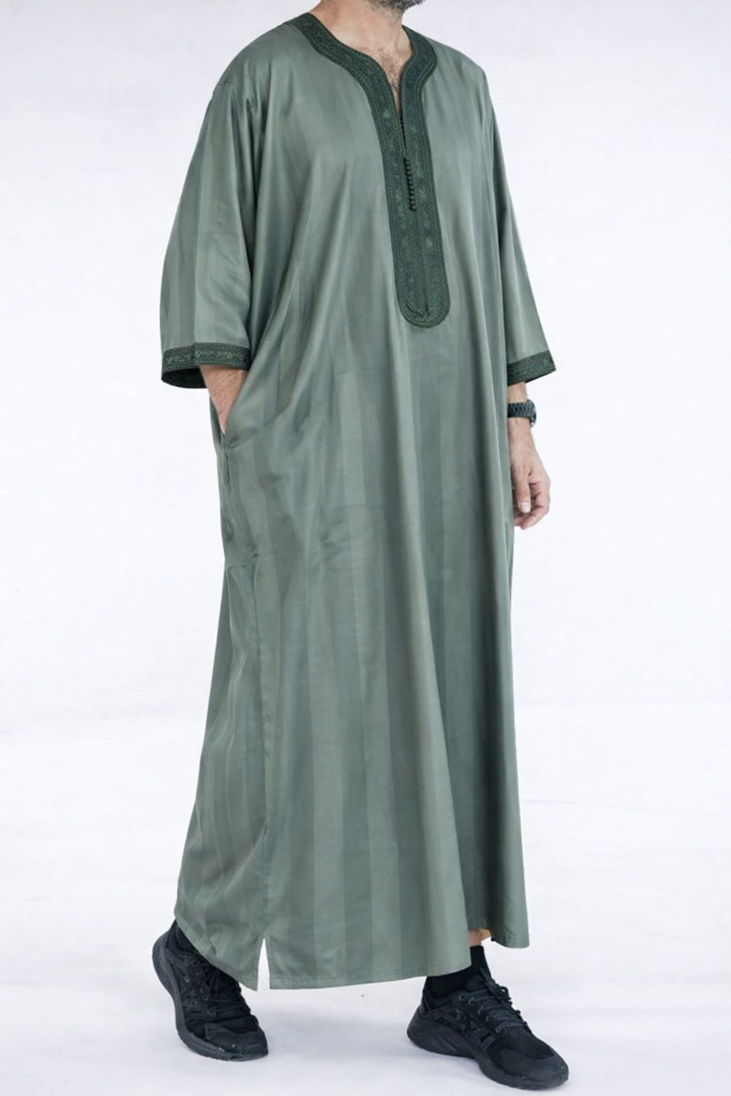 Gandoura marocaine jawhara - vert emeraude