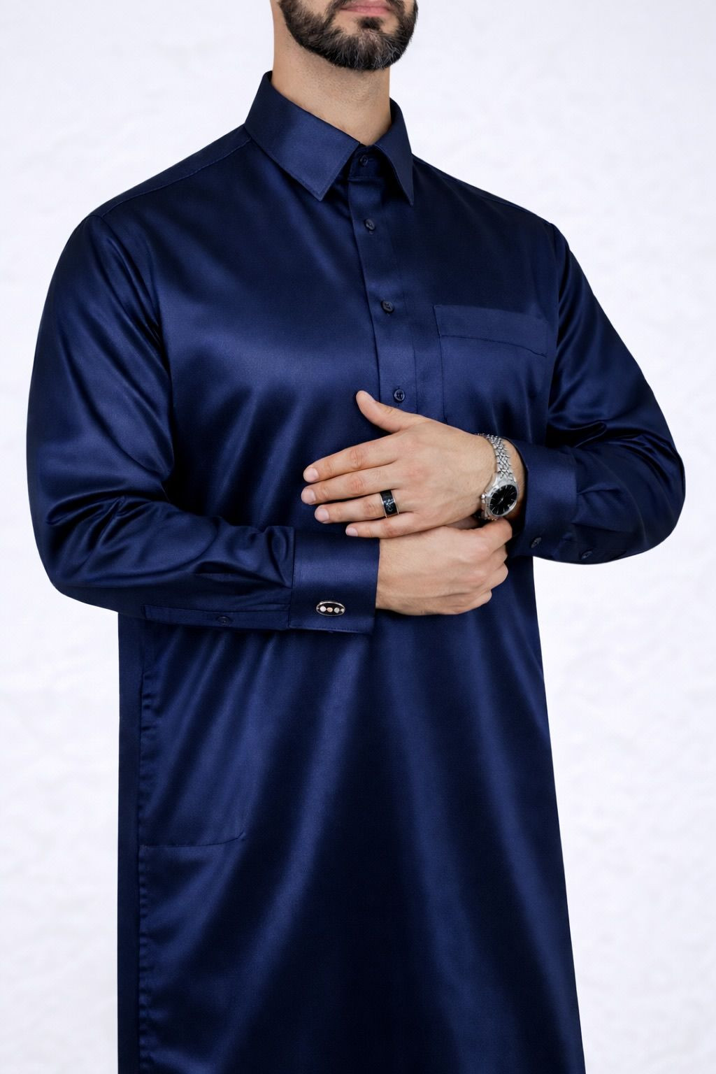 Qamis Qatari bleu marine