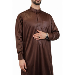 Qamis Saoudien marron - Satiné
