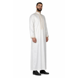 Qamis sultan avec broderie - Blanc / Doré