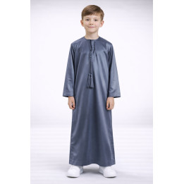 Qamis emirati enfant satiné - Gris foncé