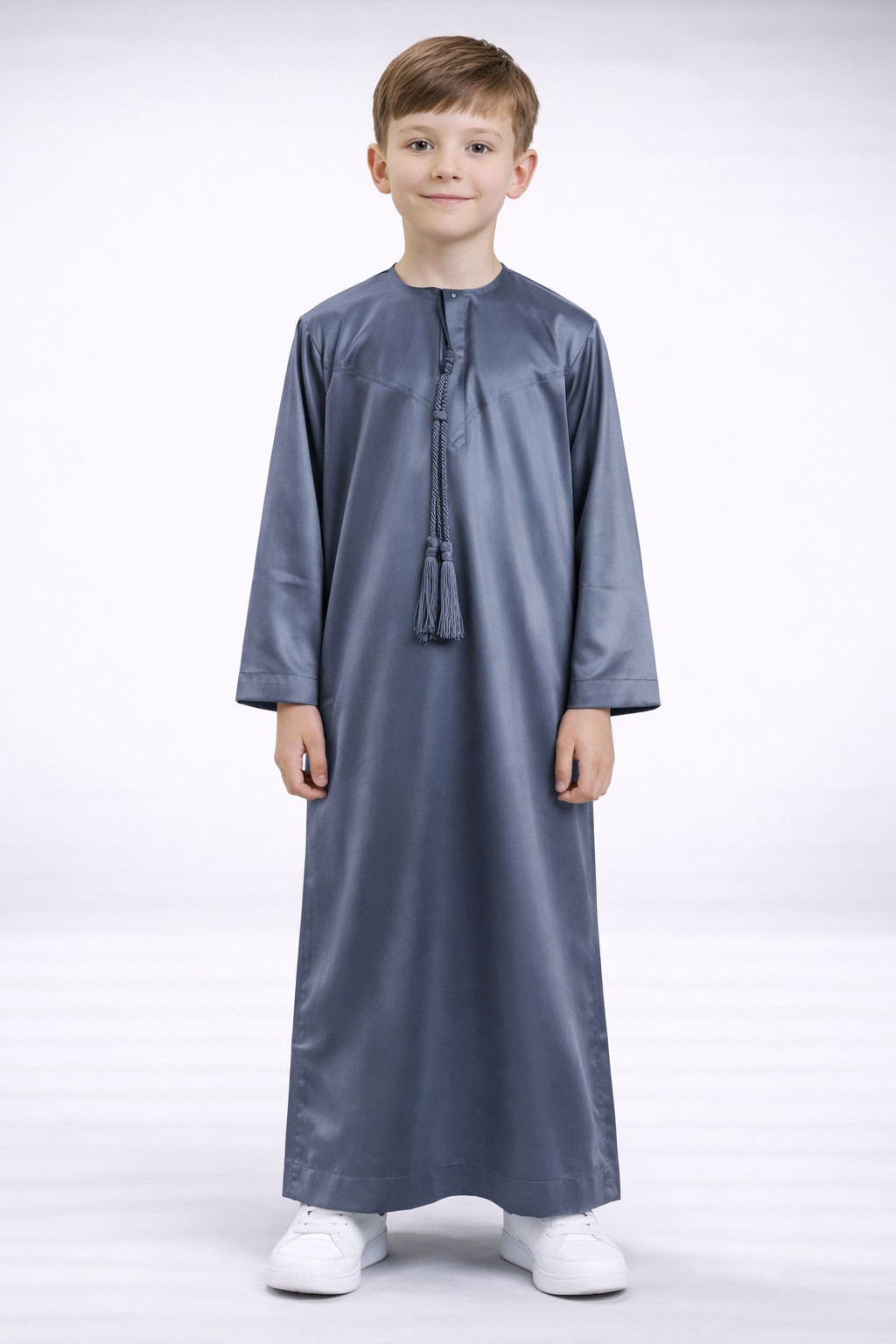Qamis emirati enfant satiné - Gris foncé