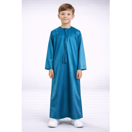 Qamis emirati enfant satiné - Vert bleuté