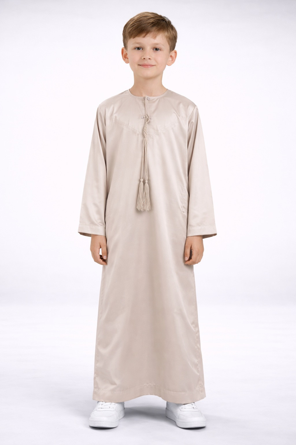 Qamis emirati enfant satiné - Beige