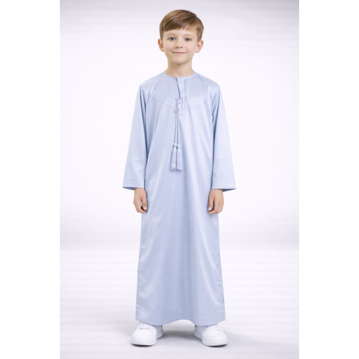 Qamis emirati enfant satiné - gris clair