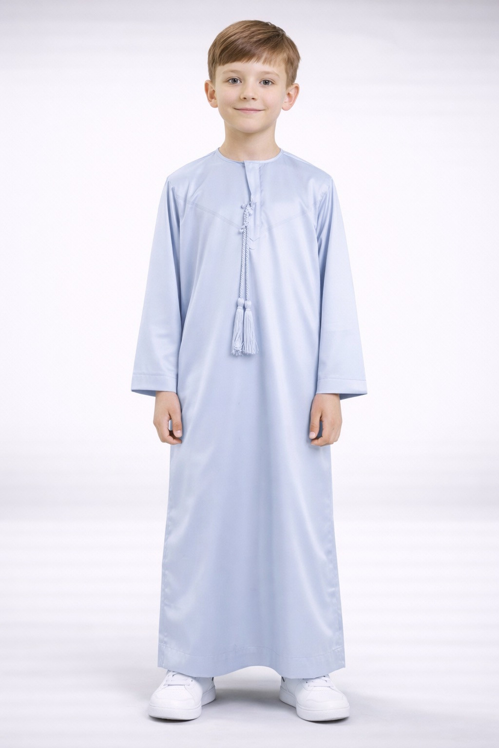 Qamis emirati enfant satiné - gris clair