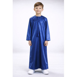 Qamis emirati enfant satiné - Bleu marine