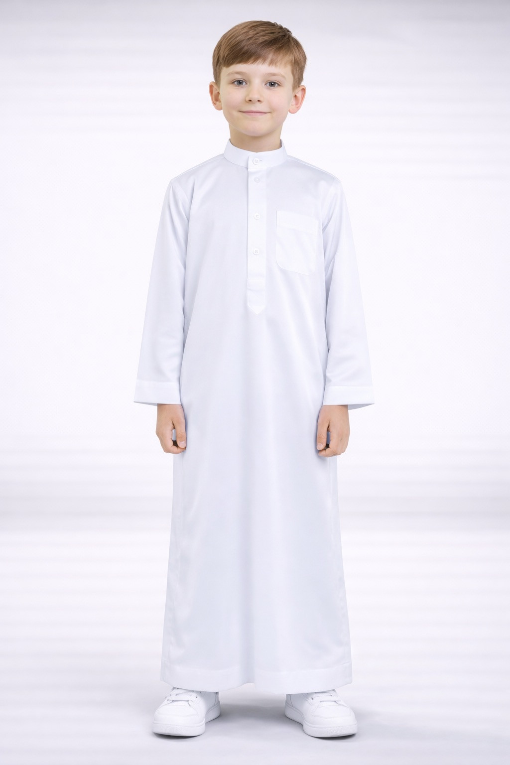 Qamis Enfant / Ado - Manches longues  - Créme - Atlas