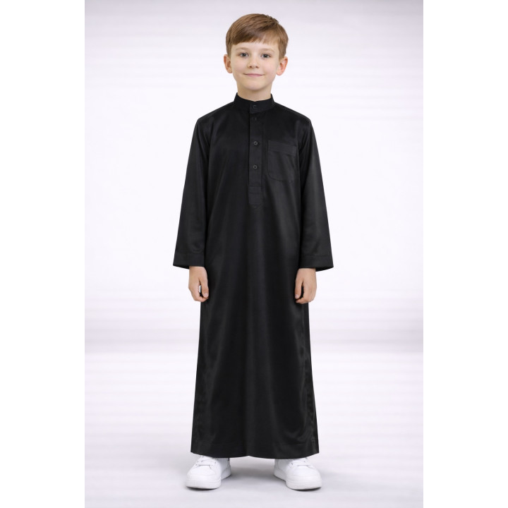 Qamis Enfant saoudien satiné - Noir