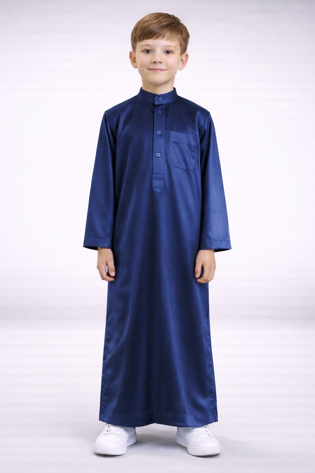 Qamis Enfant saoudien satiné - Bleu marine