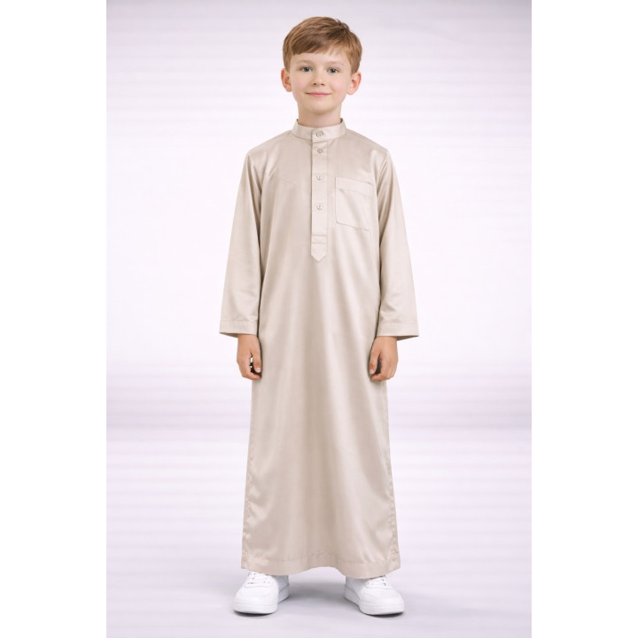 Qamis Enfant saoudien satiné - Beige