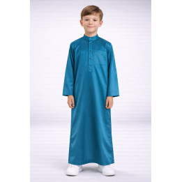 Qamis Enfant saoudien satiné - vert bleuté