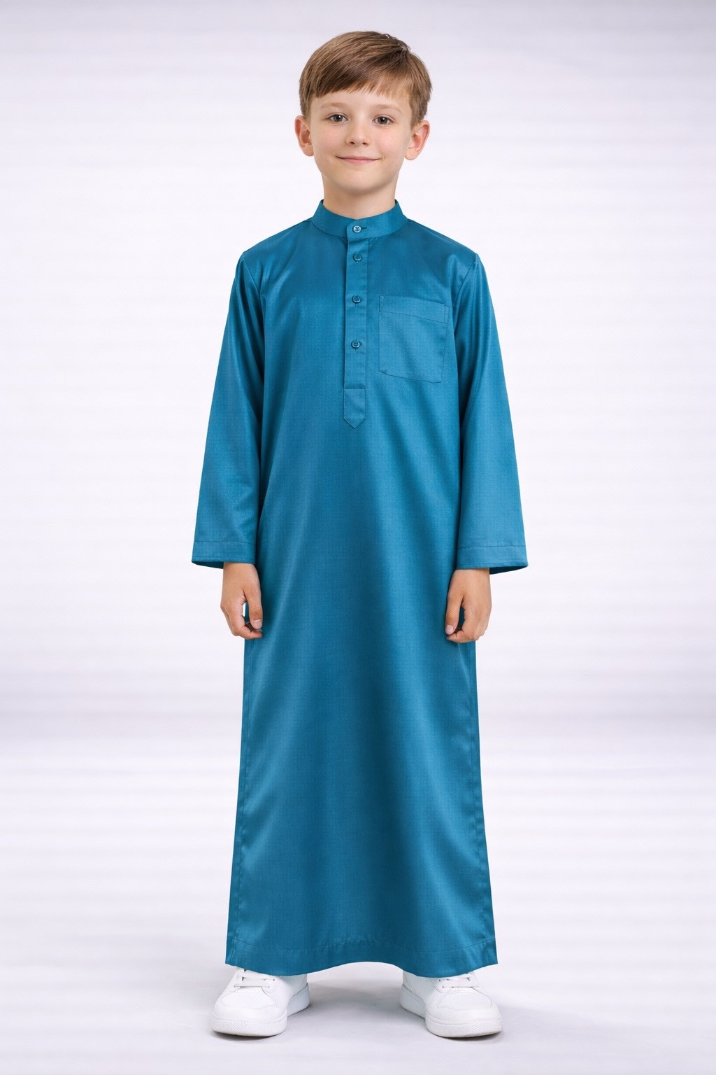 Qamis Enfant saoudien satiné - vert bleuté