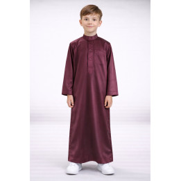 Qamis Enfant saoudien satiné - bordeaux