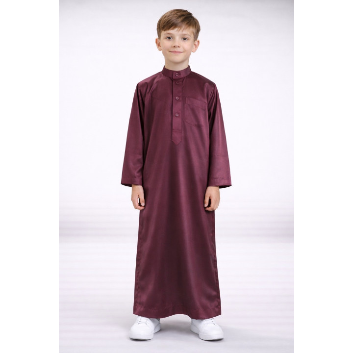 Qamis Enfant saoudien satiné - bordeaux