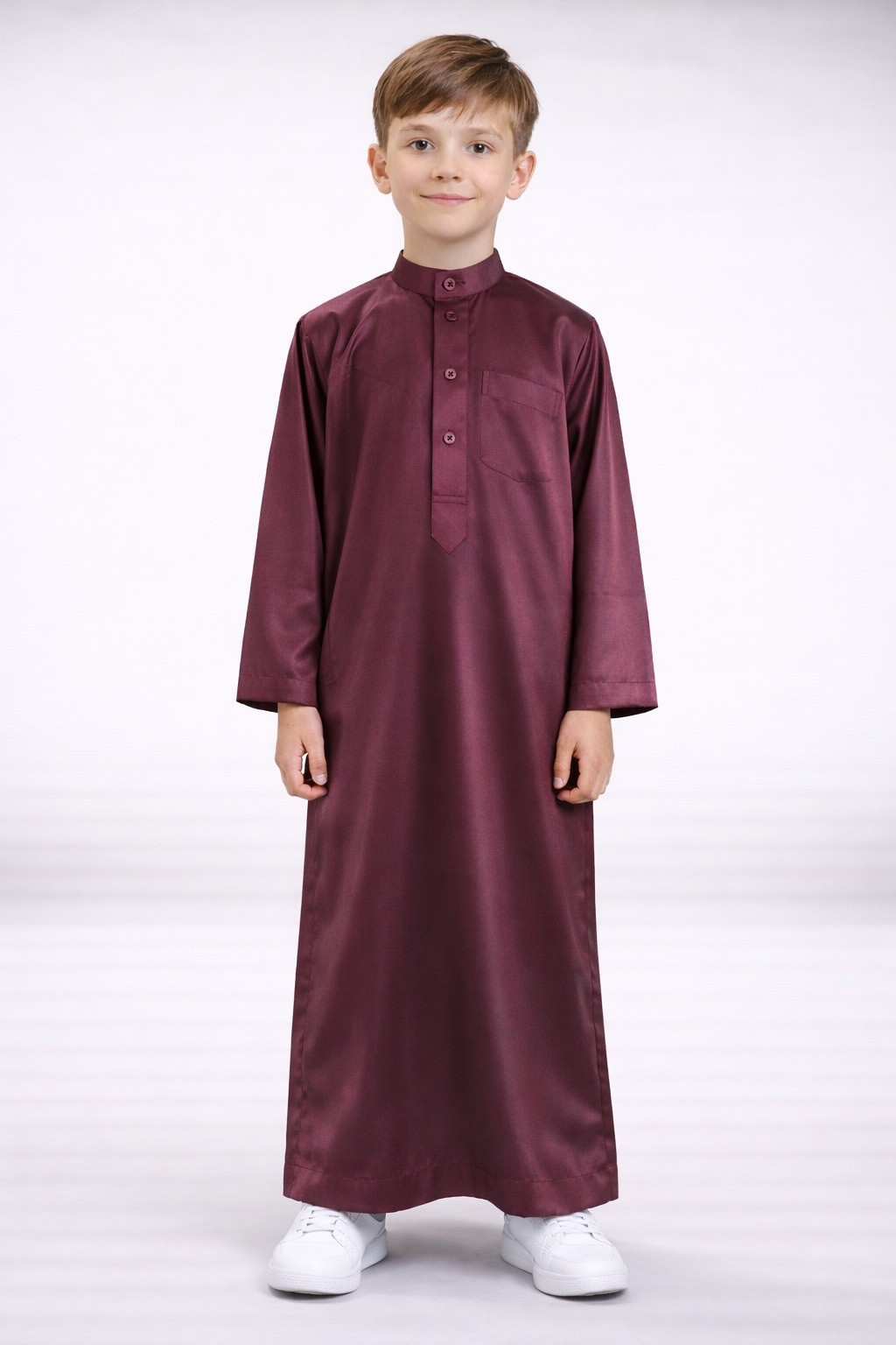 Qamis Enfant saoudien satiné - bordeaux