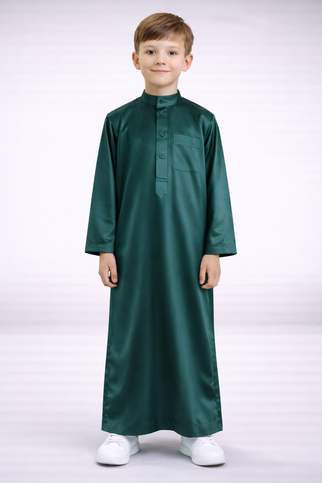 Qamis Enfant saoudien satiné - Vert bouteille
