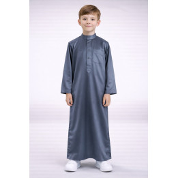 Qamis Enfant saoudien satiné - Gris foncé