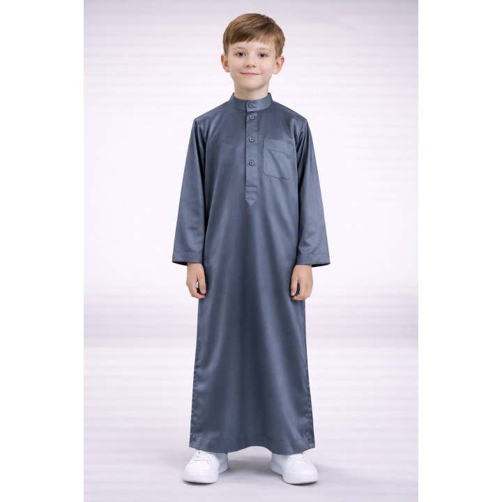 Qamis Enfant saoudien satiné - Gris foncé